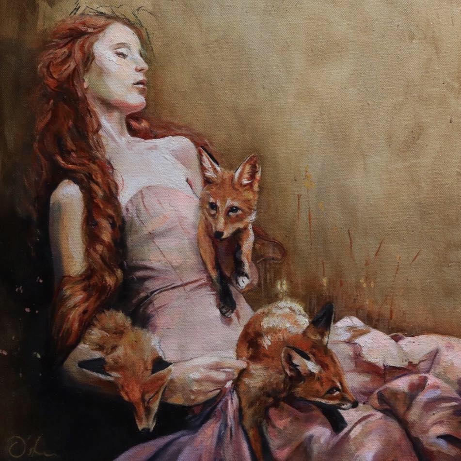 fox girl painting